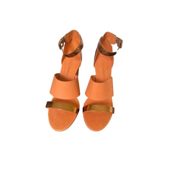 Rebecca Minkoff Stella Leather Wedge Shoes 8.5 Orange / Gold - Picture 7 of 15